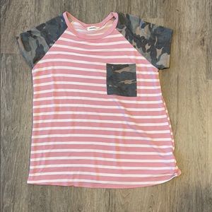 Adora Stripe and Camo Short-sleeve Top